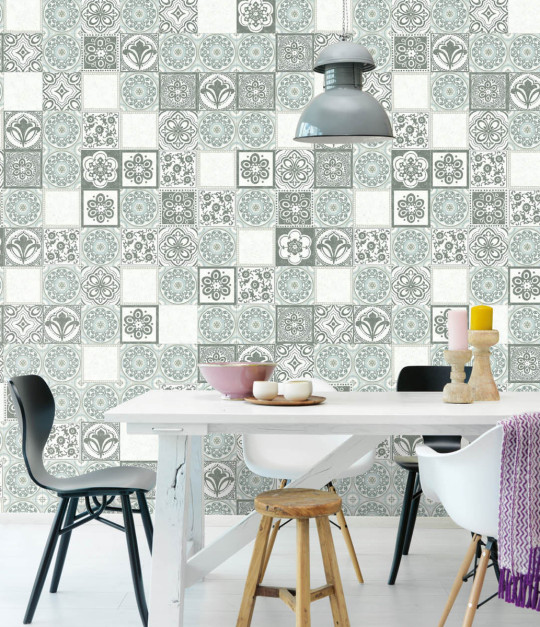 Eijffinger Carta da parati Mosaic Tiles - Beige/ Grau