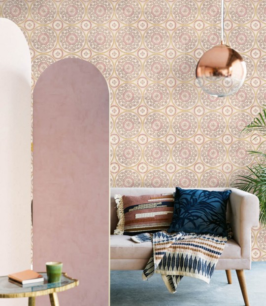 Eijffinger Wallpaper Rosario Tiles Pink