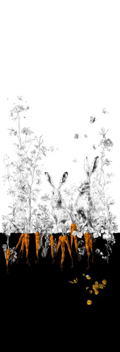 Edmond Petit Wallpaper Licvres/Fenouil/Tournesol - Noir Orange