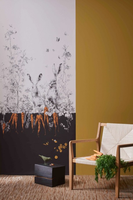 Edmond Petit Wallpaper Licvres/Fenouil/Tournesol - Noir Orange