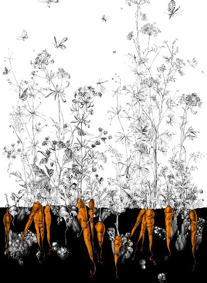 Edmond Petit Tapete Fenouil droit - Noir Orange