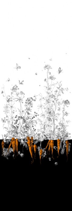 Edmond Petit Wallpaper Licvres/Fenouil/Tournesol - Noir Orange