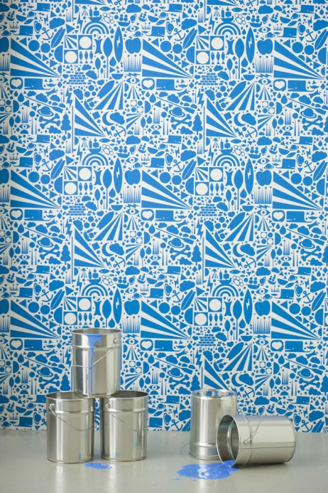 Ferm Living Wallpaper gravity blue/ white