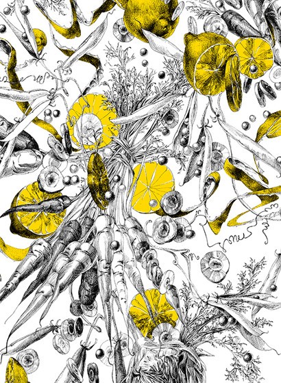 Edmond Petit Wallpaper Feu d'Artifice Lcgumes Feu d'Artifice Lègumes - Citron