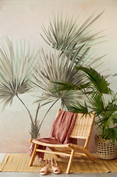 Eijffinger Wallpaper Palm Ombre Grau Grün