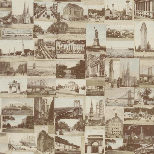 Tapete New York Postcard von Ralph Lauren - Sepia