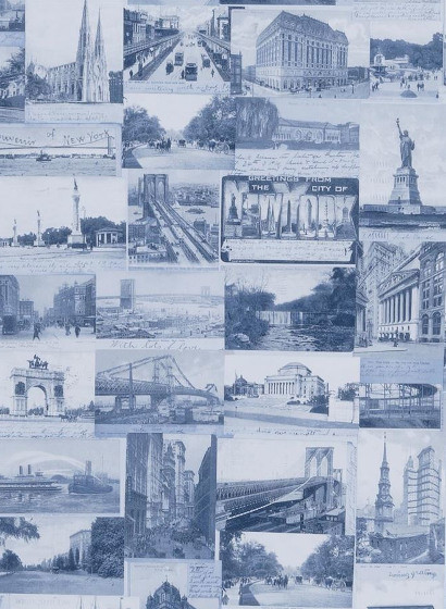 Vintage Tapete New York Postcard von Ralph Lauren - Indigo