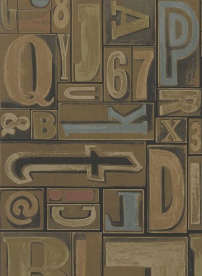 Tapete Copeley Letterpress von Ralph Lauren - Fruitwood