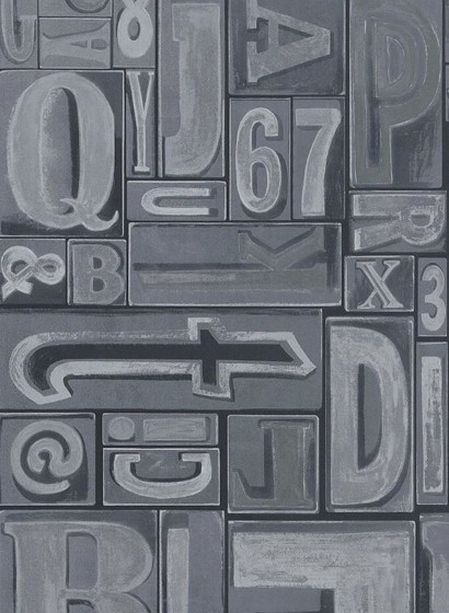 Tapete Copeley Letterpress von Ralph Lauren - Zinc