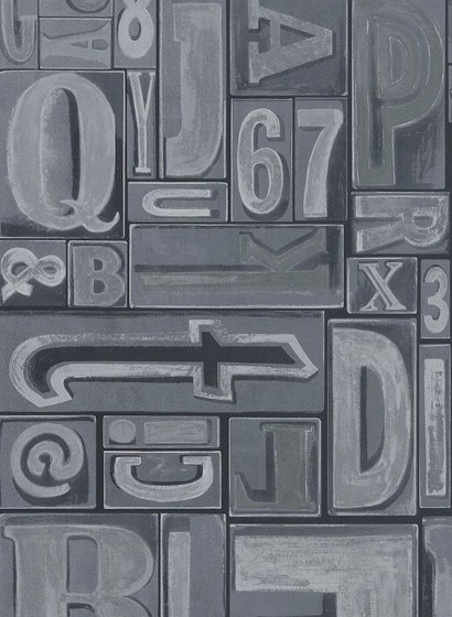 Ralph Lauren Papier peint Copeley Letterpress - Zinc