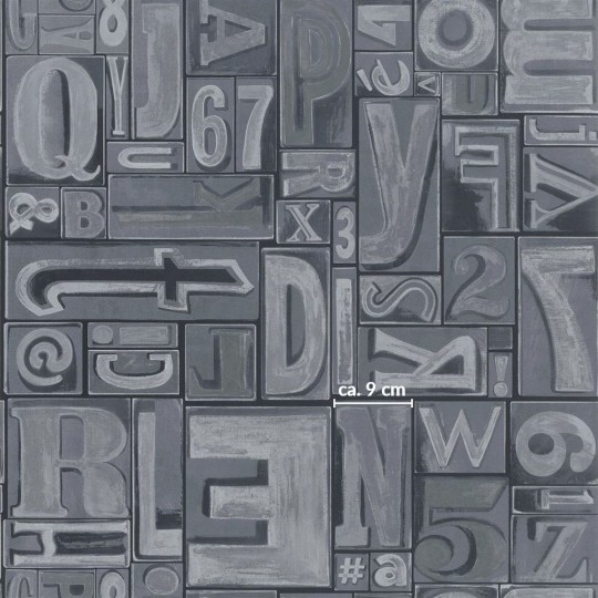 Tapete Copeley Letterpress von Ralph Lauren - Zinc