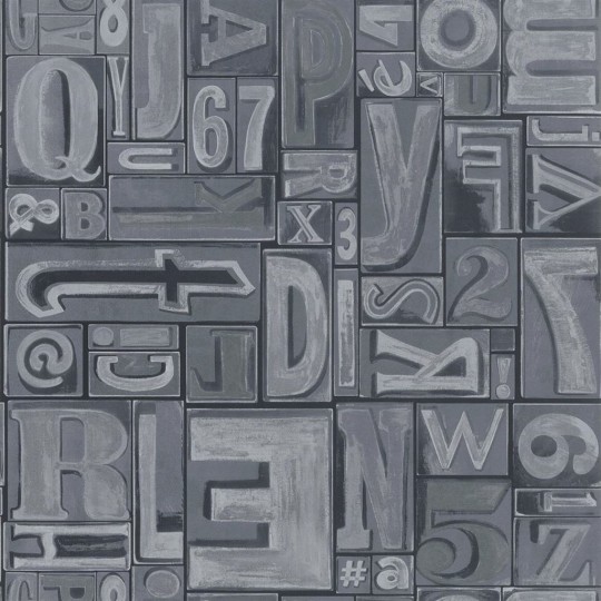 Tapete Copeley Letterpress von Ralph Lauren - Zinc