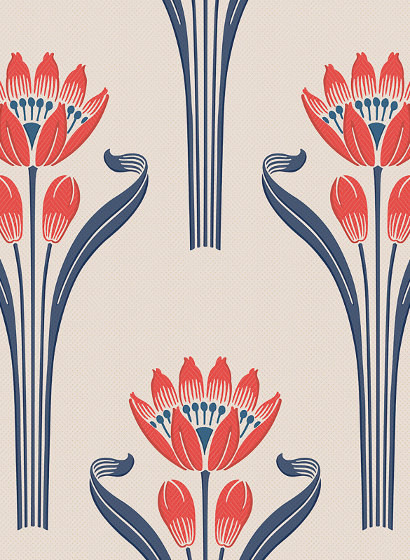 Florale Tapete Tulipes von Isidore Leroy - Blanc rouge