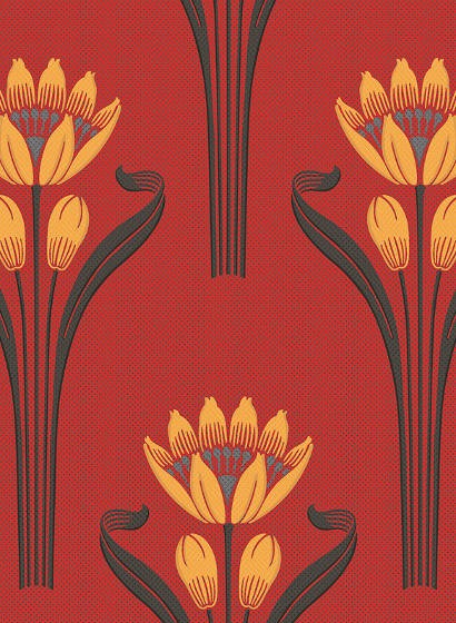 Isidore Leroy Papier peint Tulipes - Rouge