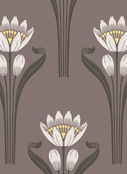 Florale Tapete Tulipes von Isidore Leroy - Tabac