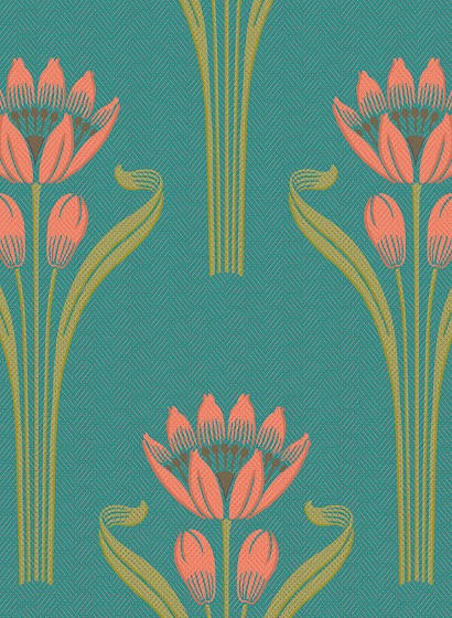 Florale Tapete Tulipes von Isidore Leroy - Aqua