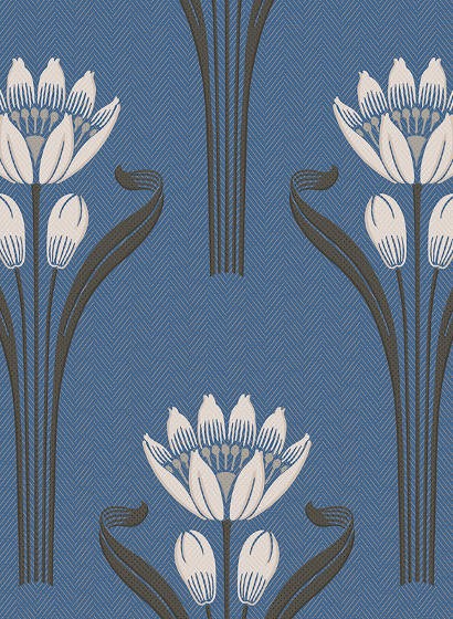 Isidore Leroy Carta da parati Tulipes - Bleu