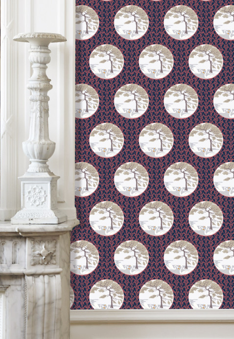Isidore Leroy Wallpaper Etangs de Corot Rouge