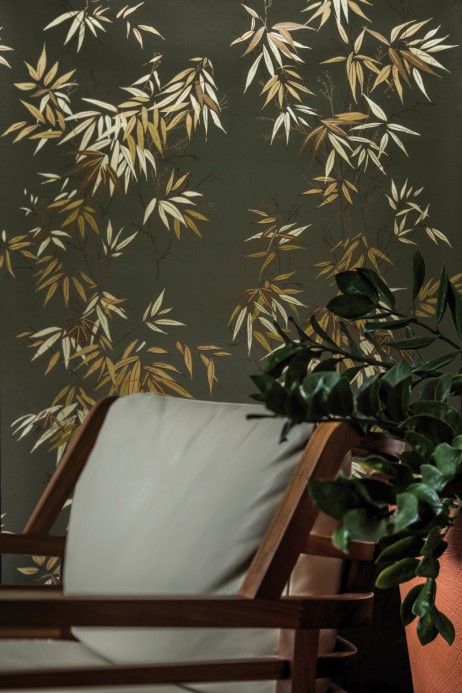 Isidore Leroy Papier peint Bambous - Vert Doré