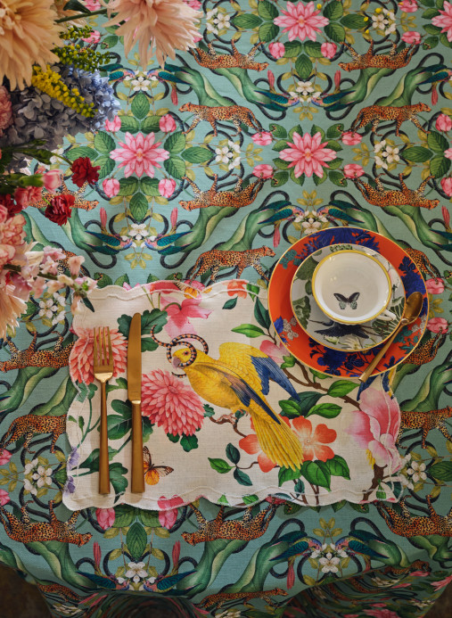 Clarke & Clarke Stoff Menagerie - Linen - Aqua