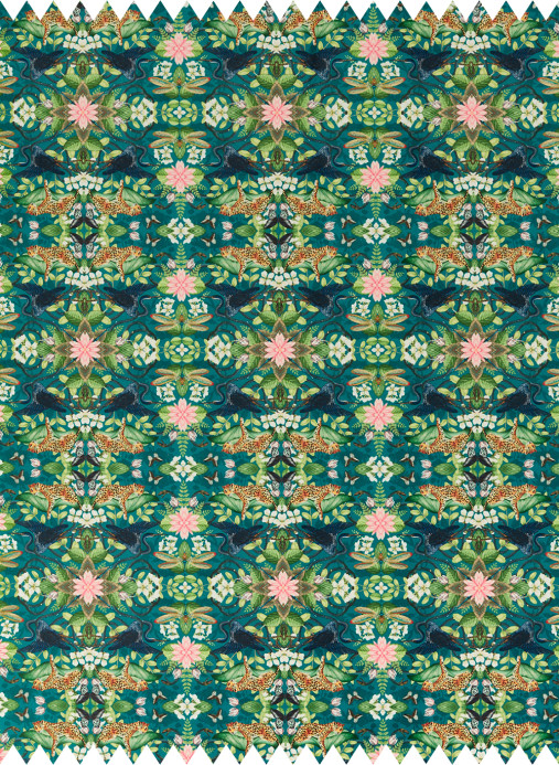 Clarke & Clarke Tissu Wonderlust Tea Story - Velvet - Teal
