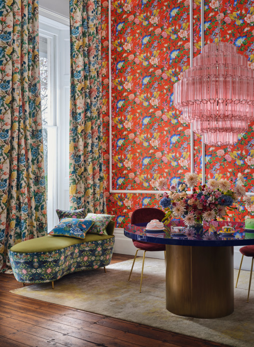Clarke & Clarke Tissu Wonderlust Tea Story - Velvet - Teal