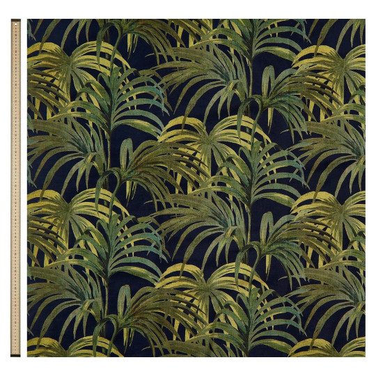 House of Hackney Stoff Palmeral - Cotton Linen - Midnight and Green