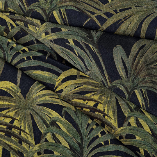 House of Hackney Stoff Palmeral - Cotton Linen - Midnight and Green