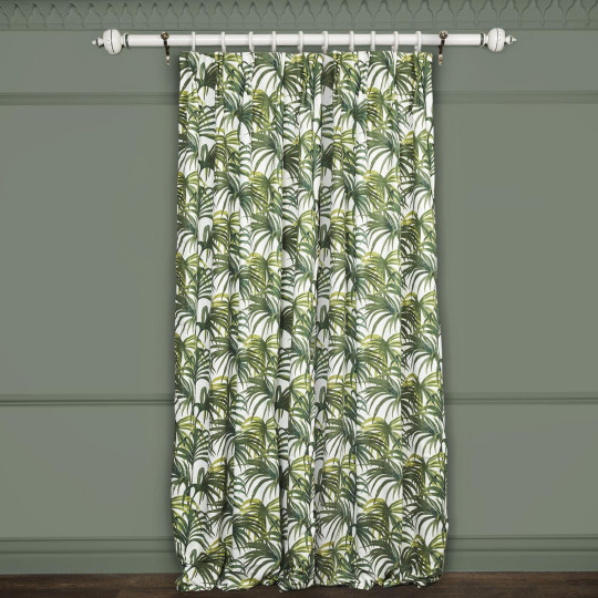 House of Hackney Tessuto Palmeral - Cotton Linen - Off White and Green