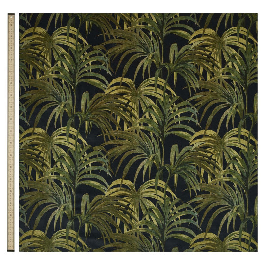 House of Hackney Stoff Palmeral - Velvet - Midnight and Green