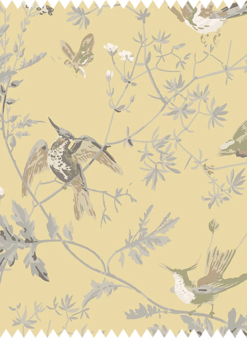 Cole & Son Stoff Hummingbirds Silk - Gold & Soft Grey