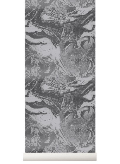 Marmorpapier Tapete Marbling von Ferm Living - Charcoal