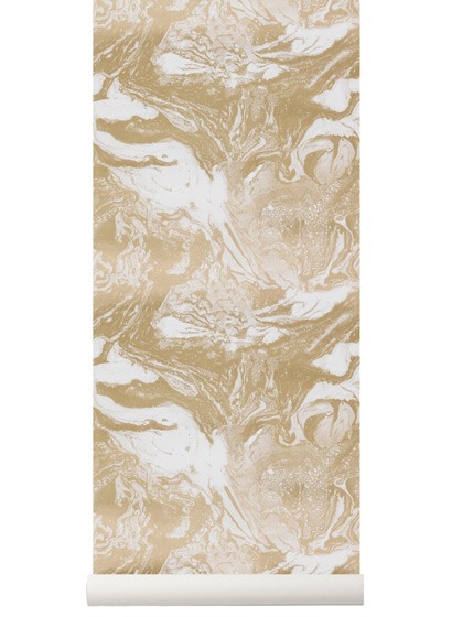 Marmorpapier Tapete Marbling von Ferm Living - Gold