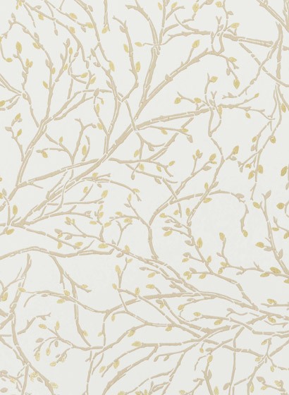 Osborne & Little Wallpaper Twiggy Ivory/ Stone/ Gold