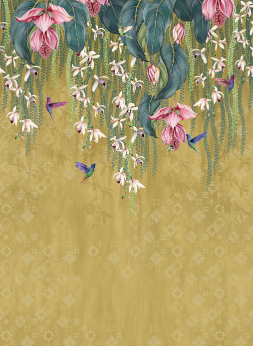 Osborne & Little Tapete Trailing Orchid - Metallic Gold