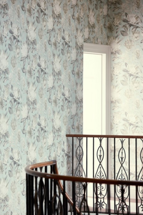 Sanderson Wallpaper King Protea Aqua/ Linen