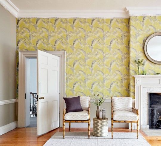 Sanderson Wallpaper Palm House Chartreuse/ Grey