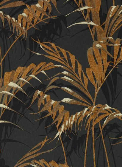 Sanderson Papier peint Palm House - Charcoal/ Gold