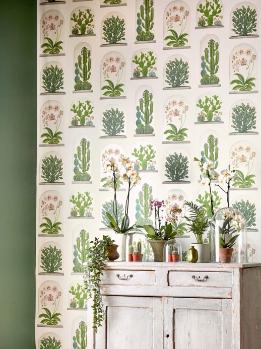 Sanderson Wallpaper Terrariums Chalk/ Green