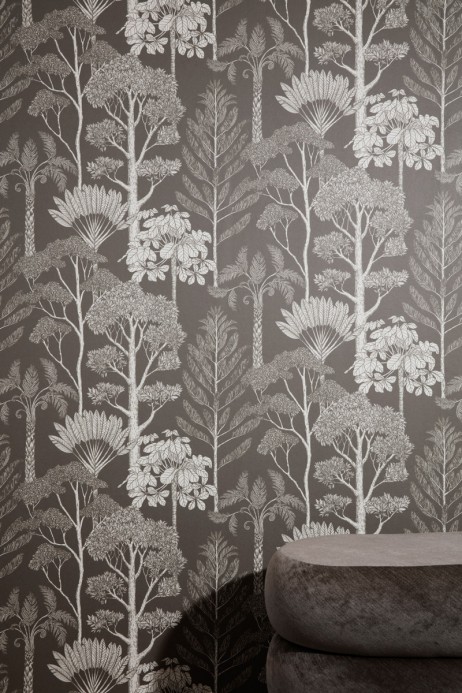 Ferm Living Wallpaper Trees Brown Grey