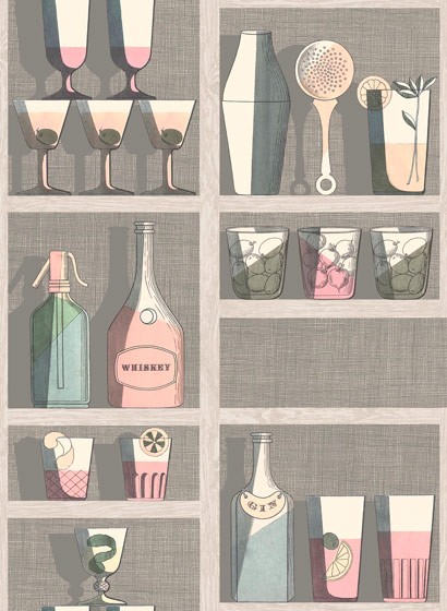 Fornasetti Tapete Cocktails von Cole and Son - Pastel