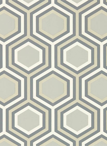 Hexagon Tapete Selo von Harlequin - Slate/ Platinum