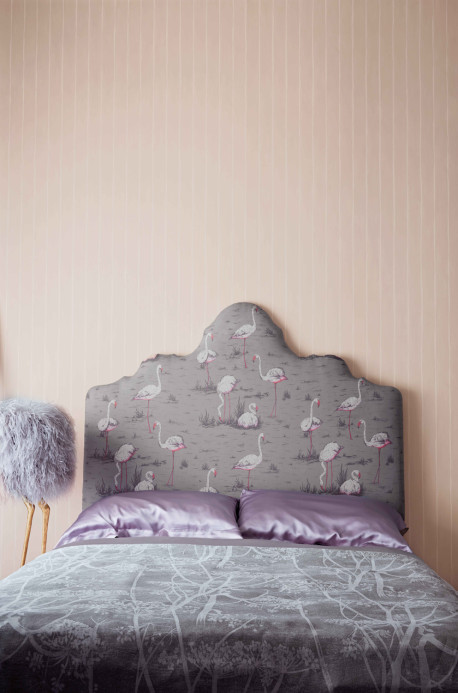 Cole & Son Stoff Flamingos Linen Union - White & Fuchsia on Taupe