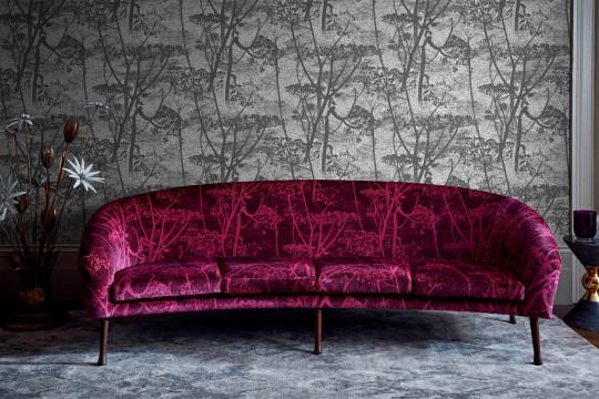 Cole & Son Stoff Cow Parsley Velvet - Magenta & Plum
