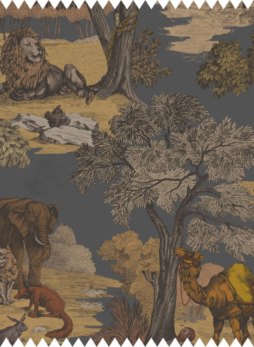 Cole & Son Stoff Versailles Grand Cotton- Ginger on Charcoal