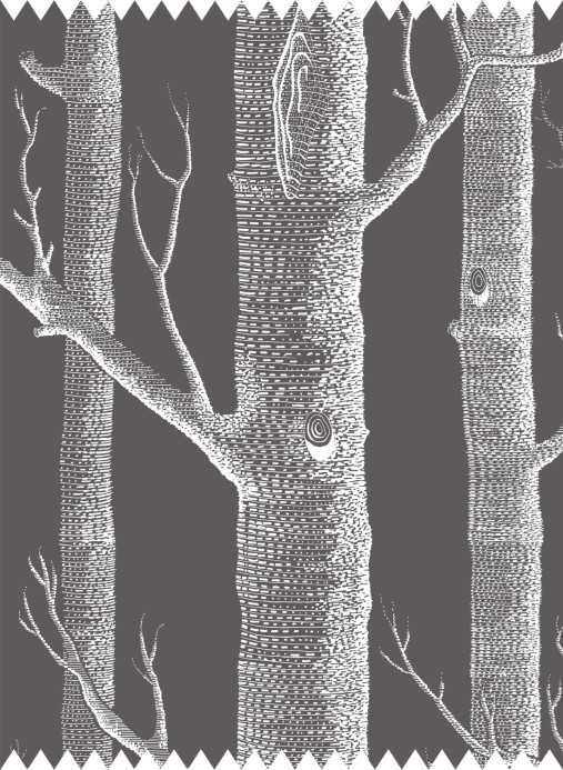 Cole & Son Stoff Woods Linen Union - White on Charcoal