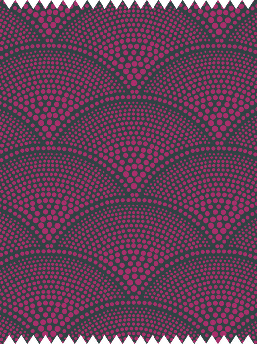 Cole & Son Stoff Feather Fan Jacquard - Magenta on Charcoal