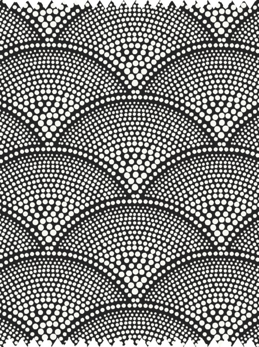 Cole & Son Stoff Feather Fan Jacquard - White on Black