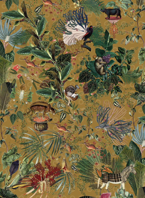 Tapete Menagerie of Extinct Animals von Moooi - Curry