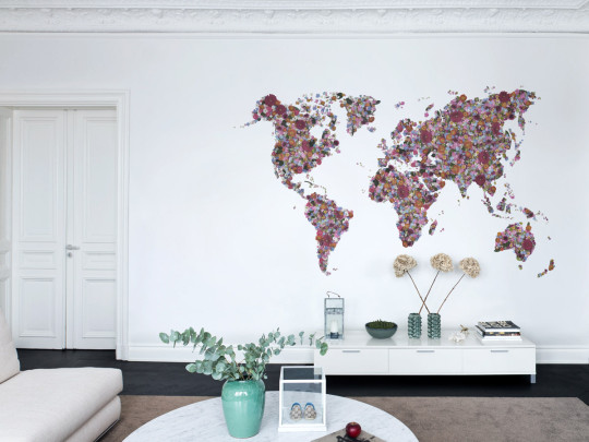 Weltkarte Wandbild Floral World von Rebel Walls - Multi